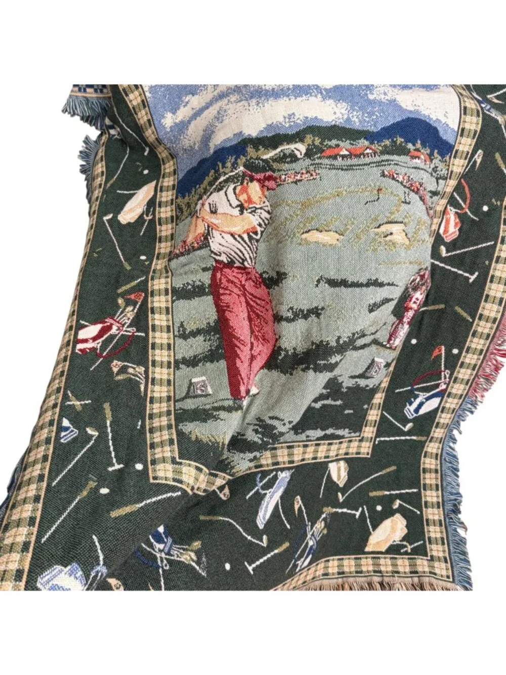 Golf-Themed Woven Throw Blanket + Decorative Pillow Set By Goodwin Weavers